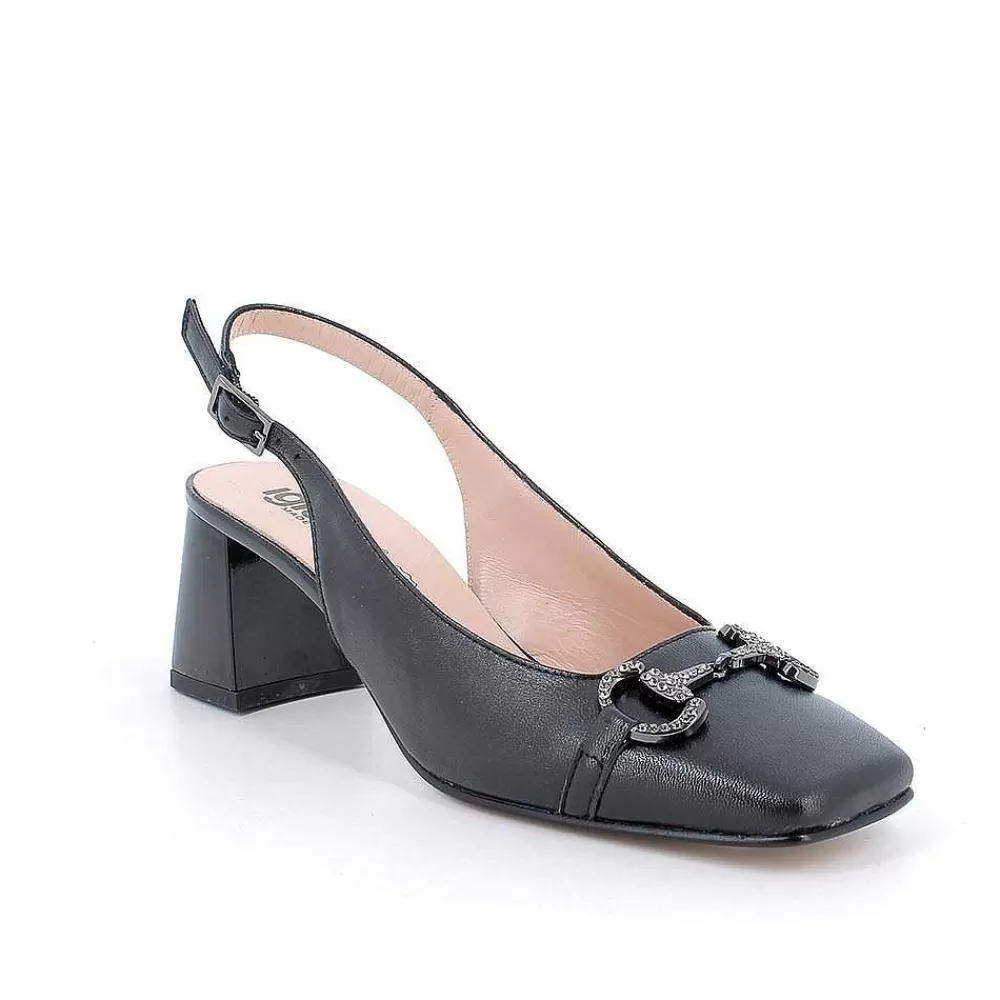 Scarpe Con Tacco | Igi&Co Decollete Con Cinturino Posteriore In Pelle Da Donna Nero