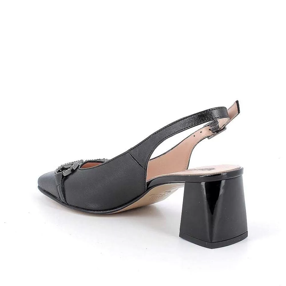Scarpe Con Tacco | Igi&Co Decollete Con Cinturino Posteriore In Pelle Da Donna Nero