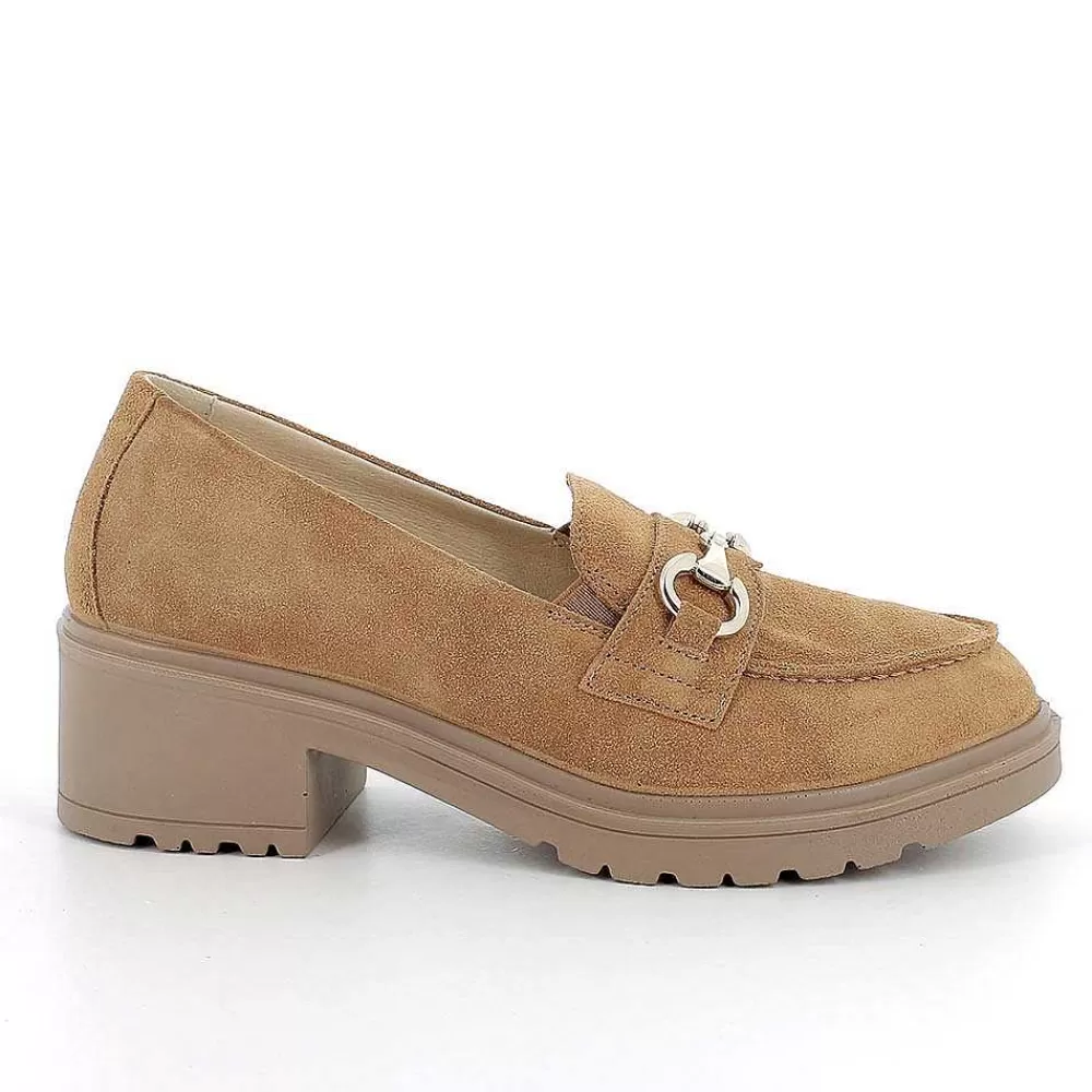 Scarpe Con Tacco | Igi&Co Mocassini Con Tacco In Pelle Da Donna Cuoio