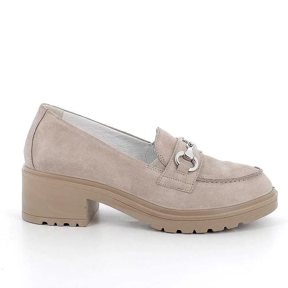 Scarpe Con Tacco | Igi&Co Mocassini Con Tacco In Pelle Da Donna Visone