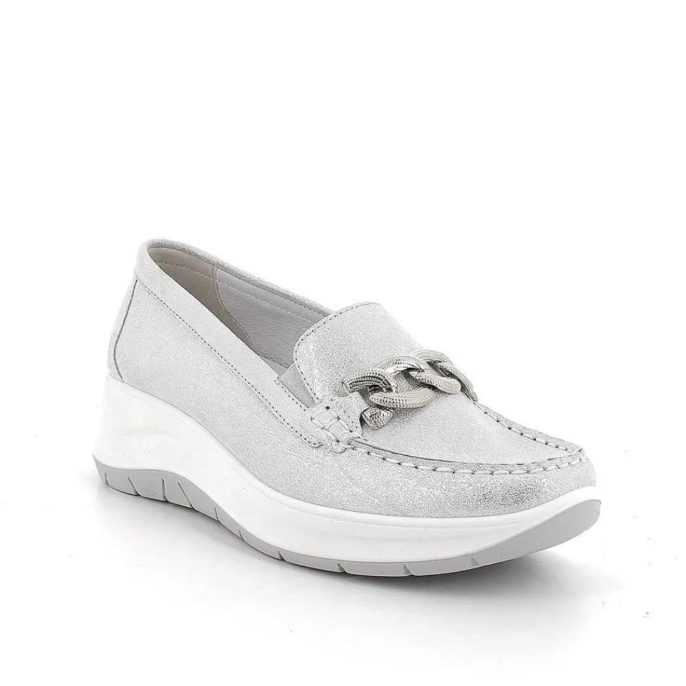 Mocassini E Slip On | Igi&Co Mocassini Con Zeppa In Pelle Da Donna Argento