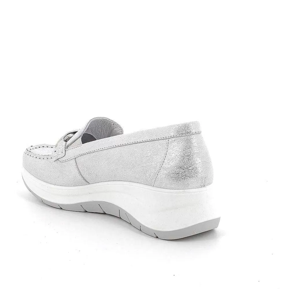 Mocassini E Slip On | Igi&Co Mocassini Con Zeppa In Pelle Da Donna Argento