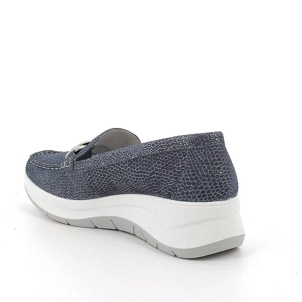 Mocassini E Slip On | Igi&Co Mocassini Con Zeppa In Pelle Da Donna Blu Iridescente