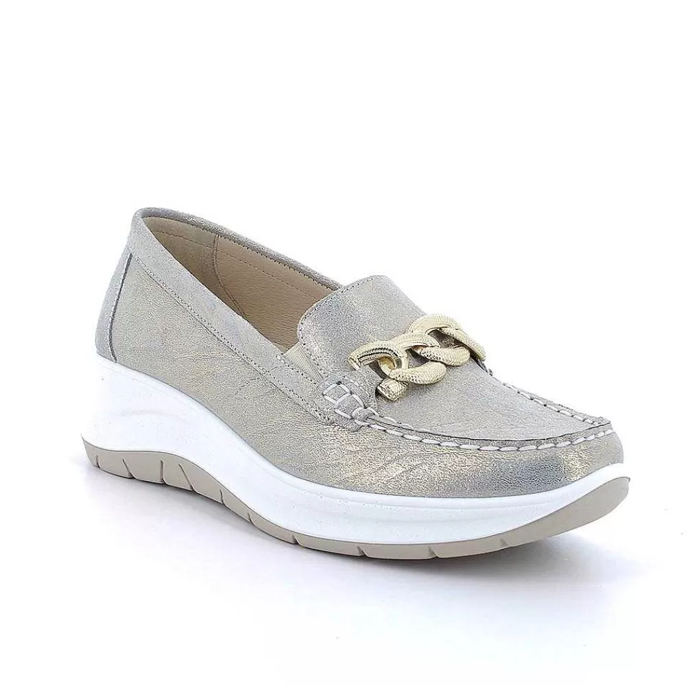 Mocassini E Slip On | Igi&Co Mocassini Con Zeppa In Pelle Da Donna Platino