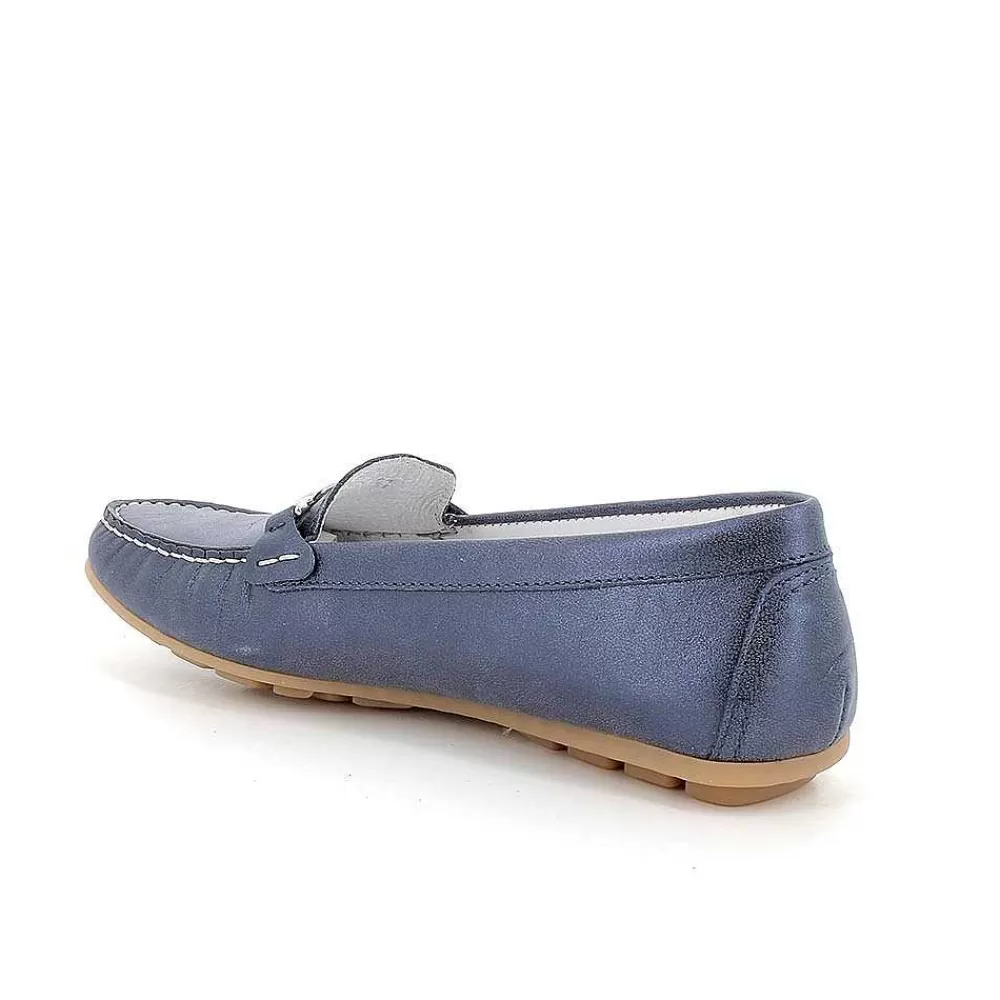 Mocassini E Slip On | Igi&Co Mocassini In Pelle Da Donna Blu Laminato