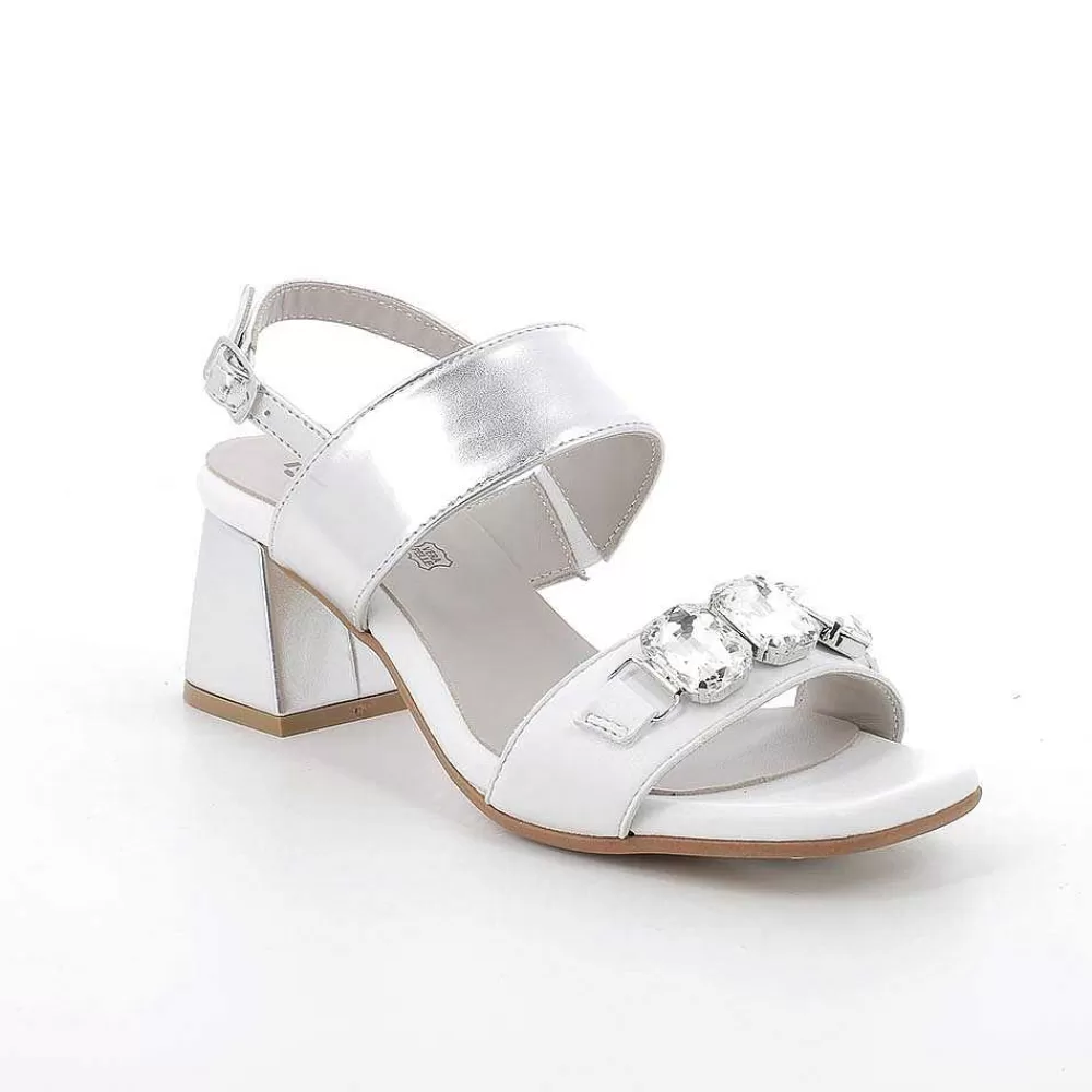 Scarpe Con Tacco | Igi&Co Sandali Con Tacco Da Donna Argento-Bianco