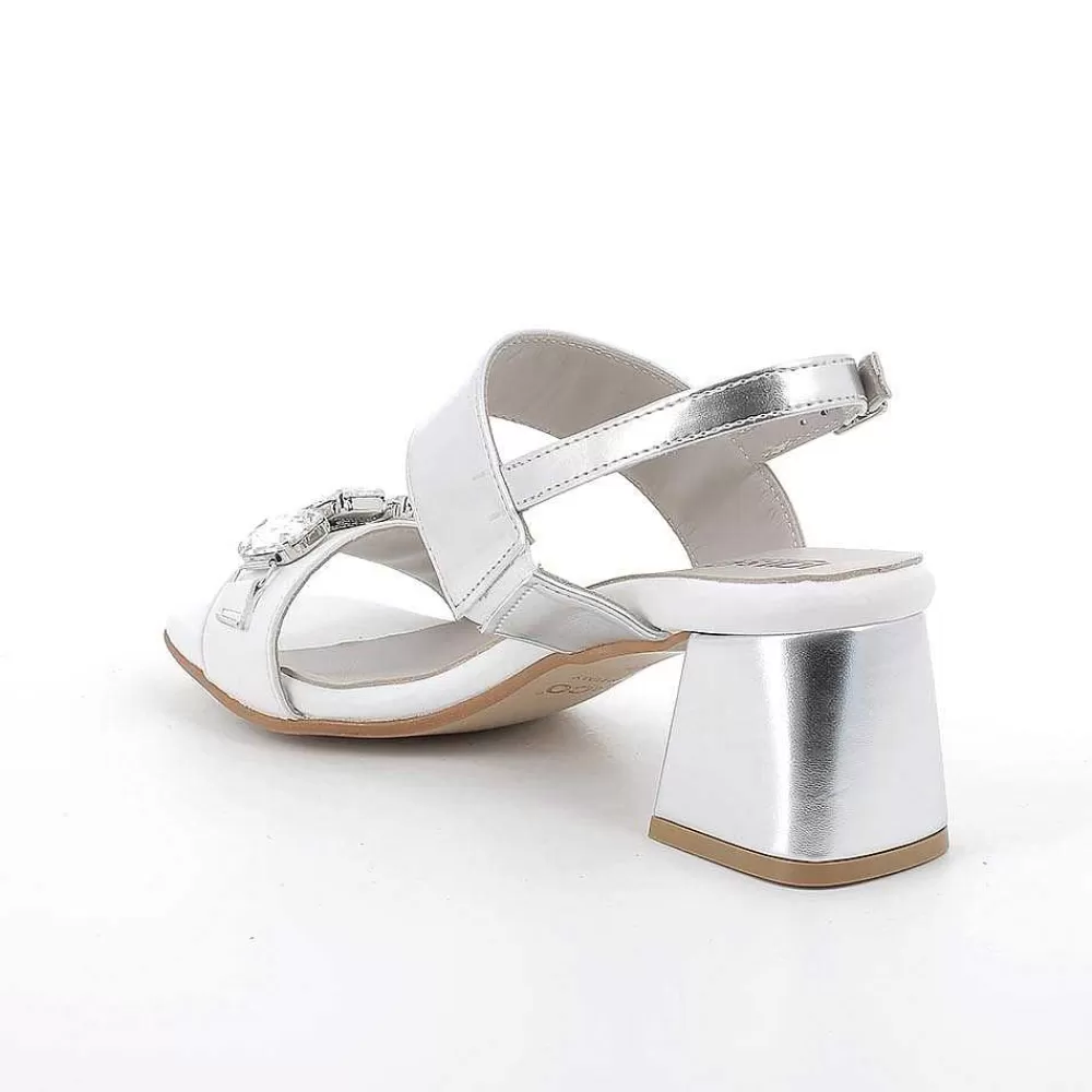 Scarpe Con Tacco | Igi&Co Sandali Con Tacco Da Donna Argento-Bianco