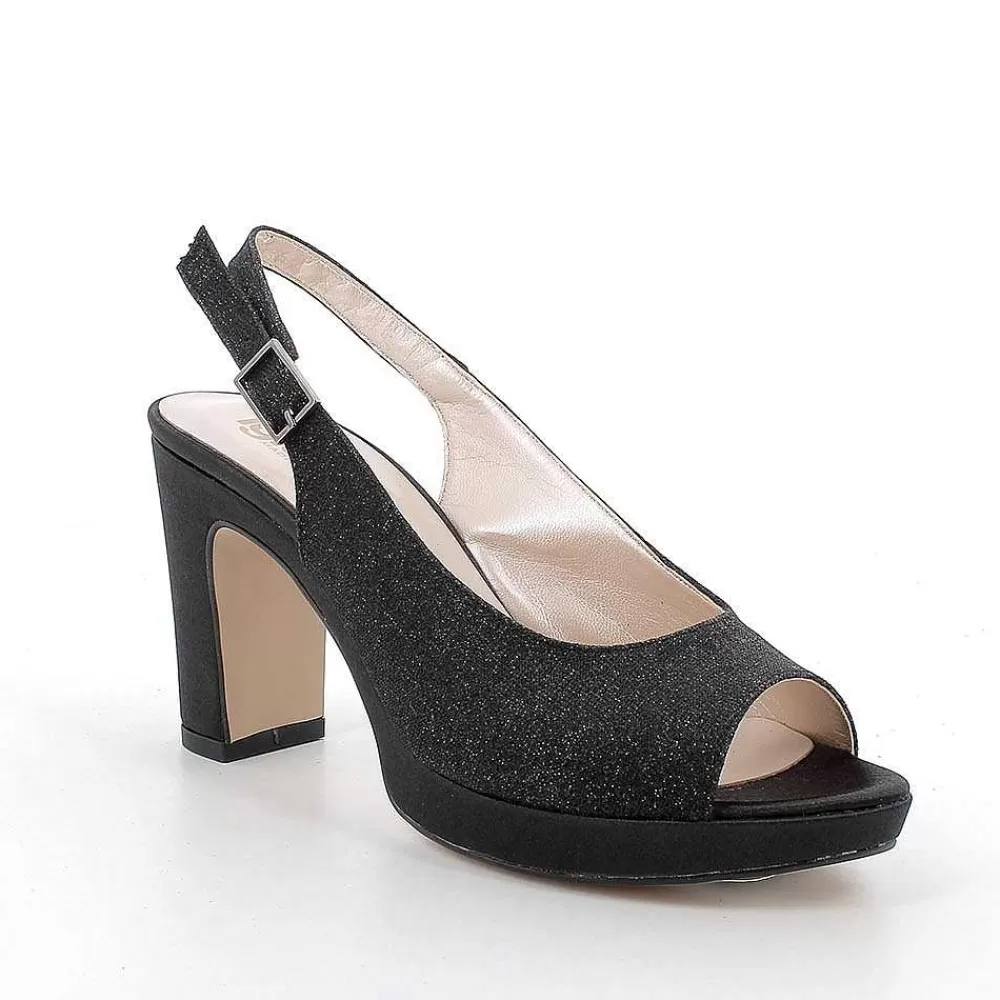 Scarpe Con Tacco | Igi&Co Sandali Con Tacco E Plateau Da Donna Nero Glitter