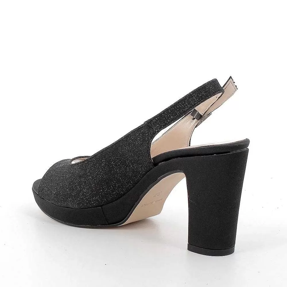 Scarpe Con Tacco | Igi&Co Sandali Con Tacco E Plateau Da Donna Nero Glitter