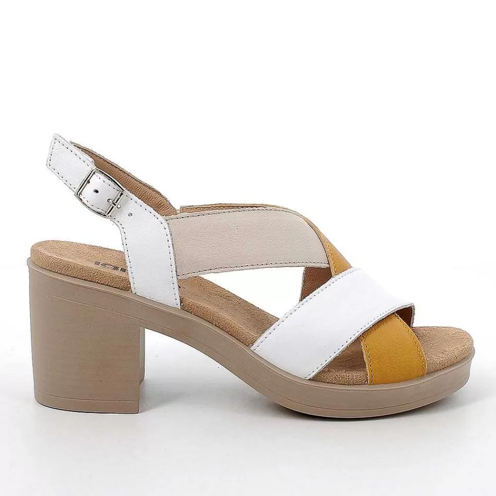 Scarpe Con Tacco | Igi&Co Sandali Con Tacco In Pelle Da Donna Bianco-Ocra-Beige