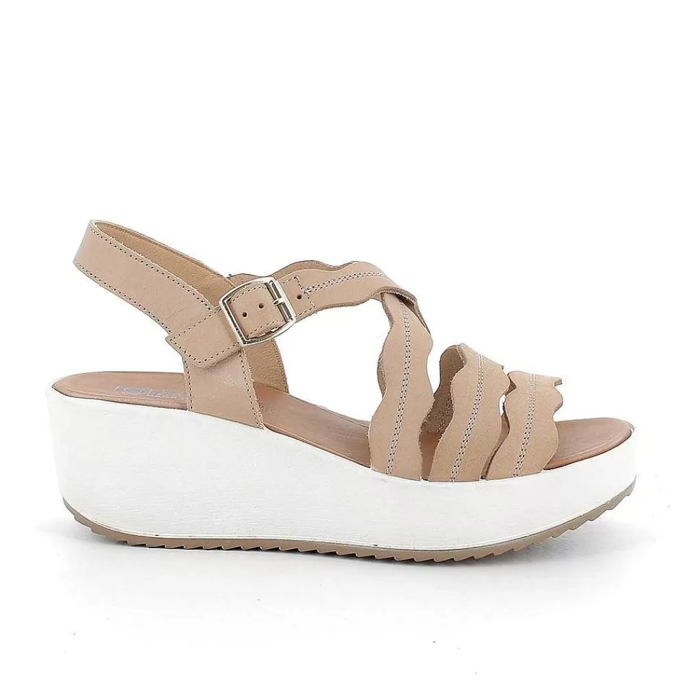 Zeppe | Igi&Co Sandali Con Zeppa In Pelle Da Donna Beige