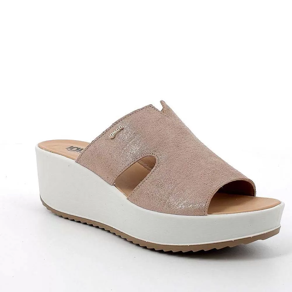 Zeppe | Igi&Co Sandali Con Zeppa In Pelle Da Donna Beige