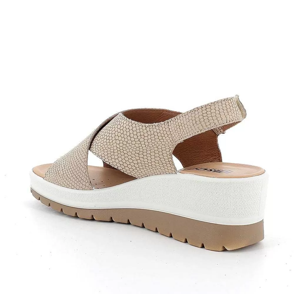 Zeppe | Igi&Co Sandali Con Zeppa In Pelle Da Donna Beige Iridescente