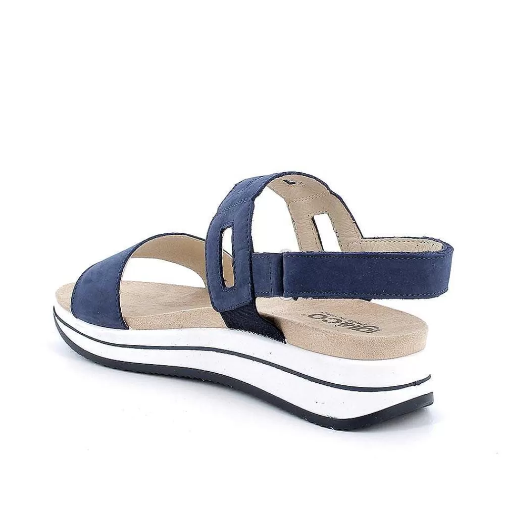 Zeppe | Igi&Co Sandali Con Zeppa In Pelle Da Donna Blu