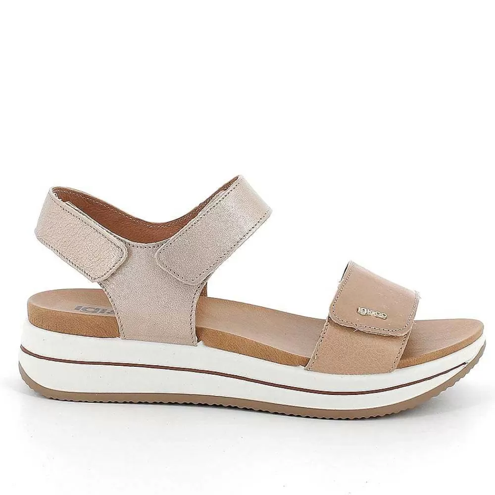 Zeppe | Igi&Co Sandali Con Zeppa In Pelle Da Donna Corda-Champagne