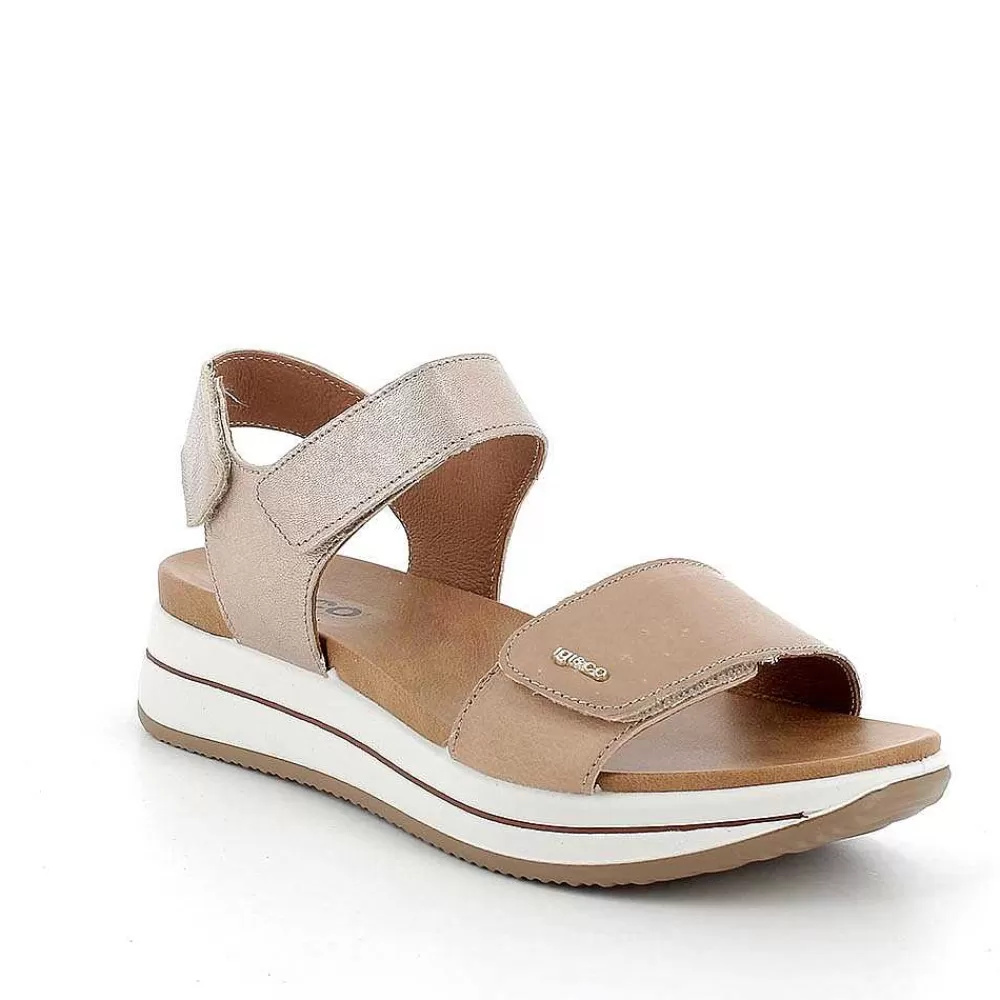 Zeppe | Igi&Co Sandali Con Zeppa In Pelle Da Donna Corda-Champagne