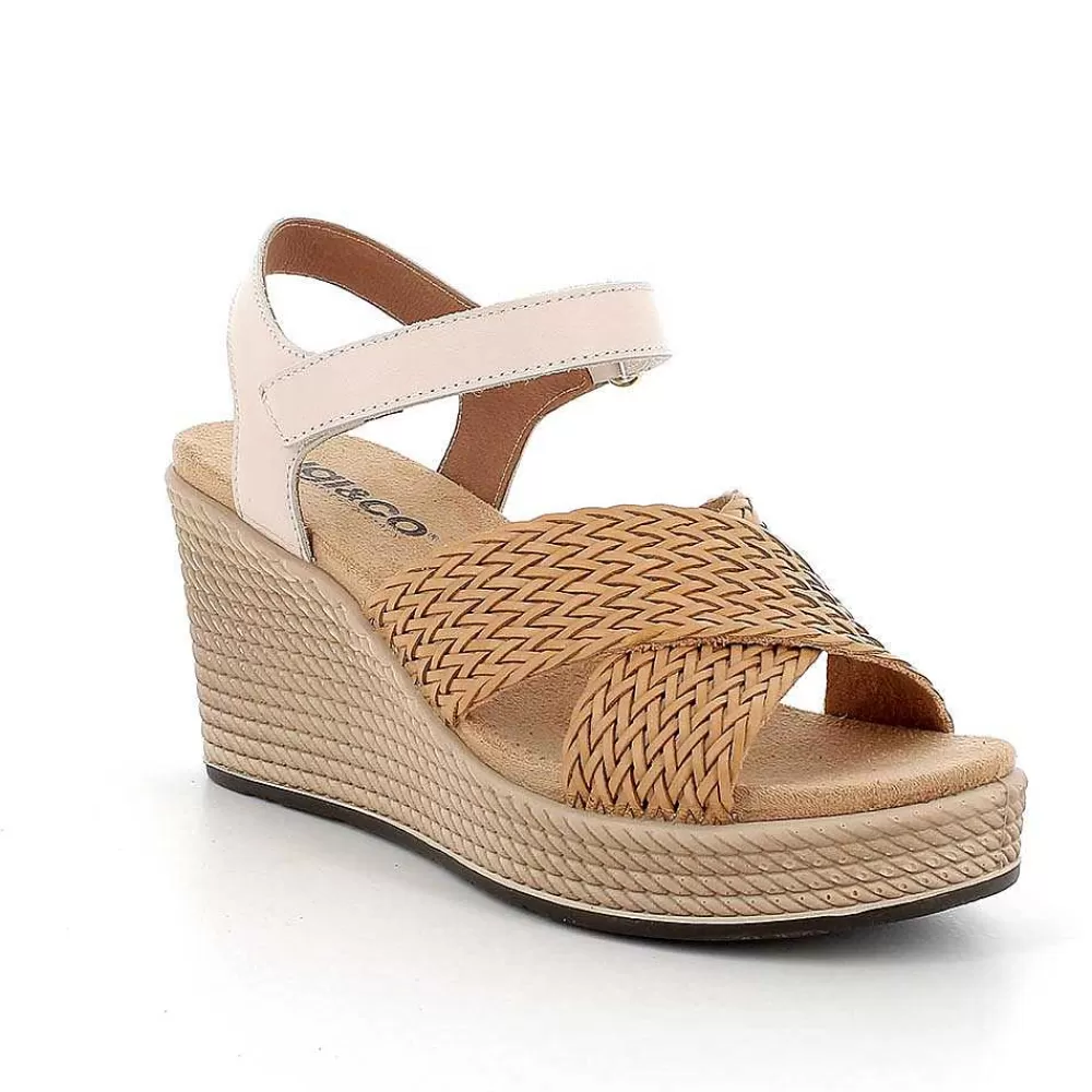 Zeppe | Igi&Co Sandali Con Zeppa In Pelle Da Donna Ecru-Beige