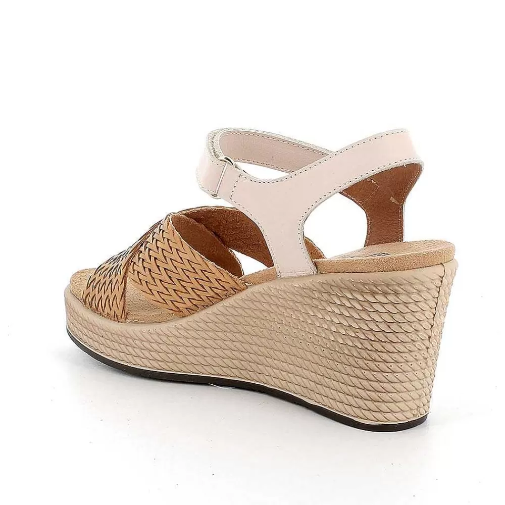 Zeppe | Igi&Co Sandali Con Zeppa In Pelle Da Donna Ecru-Beige