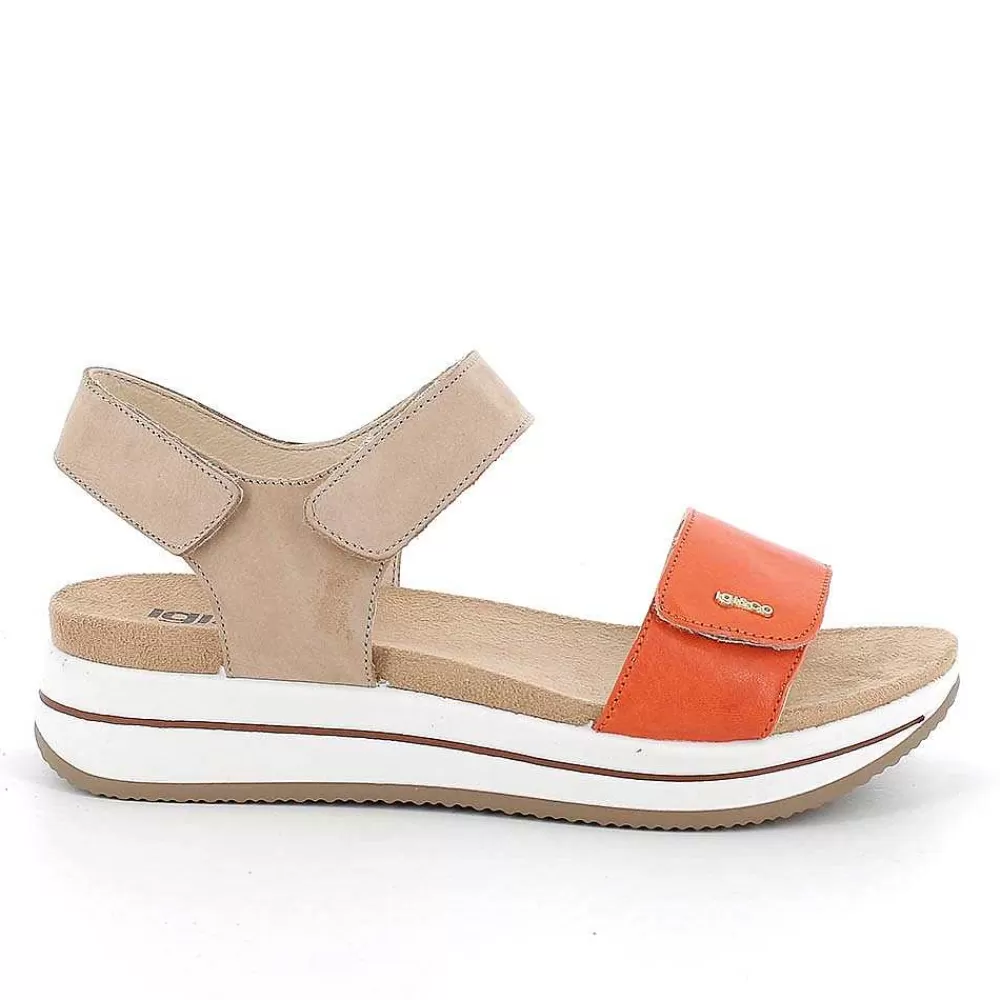 Zeppe | Igi&Co Sandali Con Zeppa In Pelle Da Donna Mango-Beige