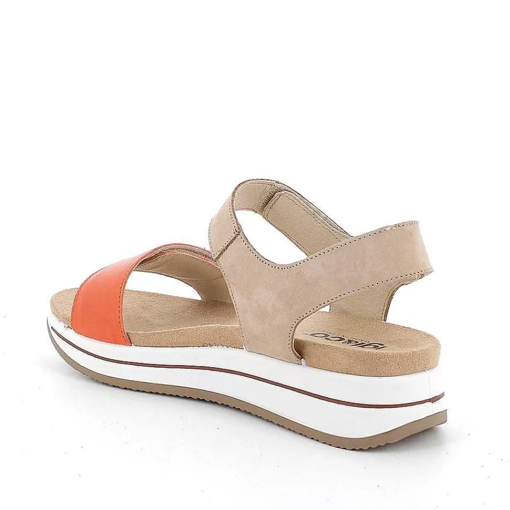 Zeppe | Igi&Co Sandali Con Zeppa In Pelle Da Donna Mango-Beige