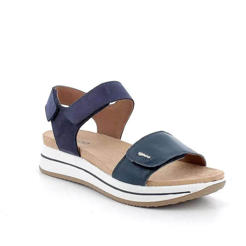 Zeppe | Igi&Co Sandali Con Zeppa In Pelle Da Donna Navy