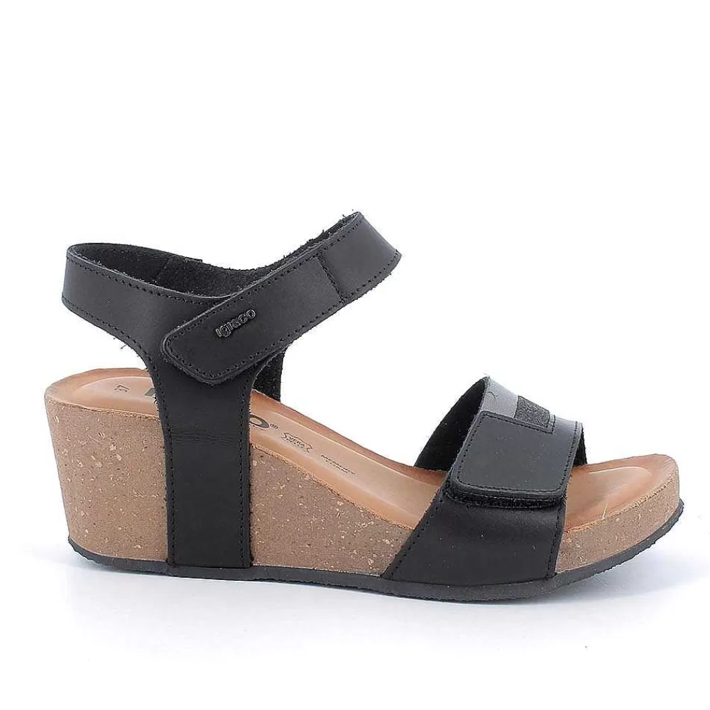 Zeppe | Igi&Co Sandali Con Zeppa In Pelle Da Donna Nero-Grigio Scuro