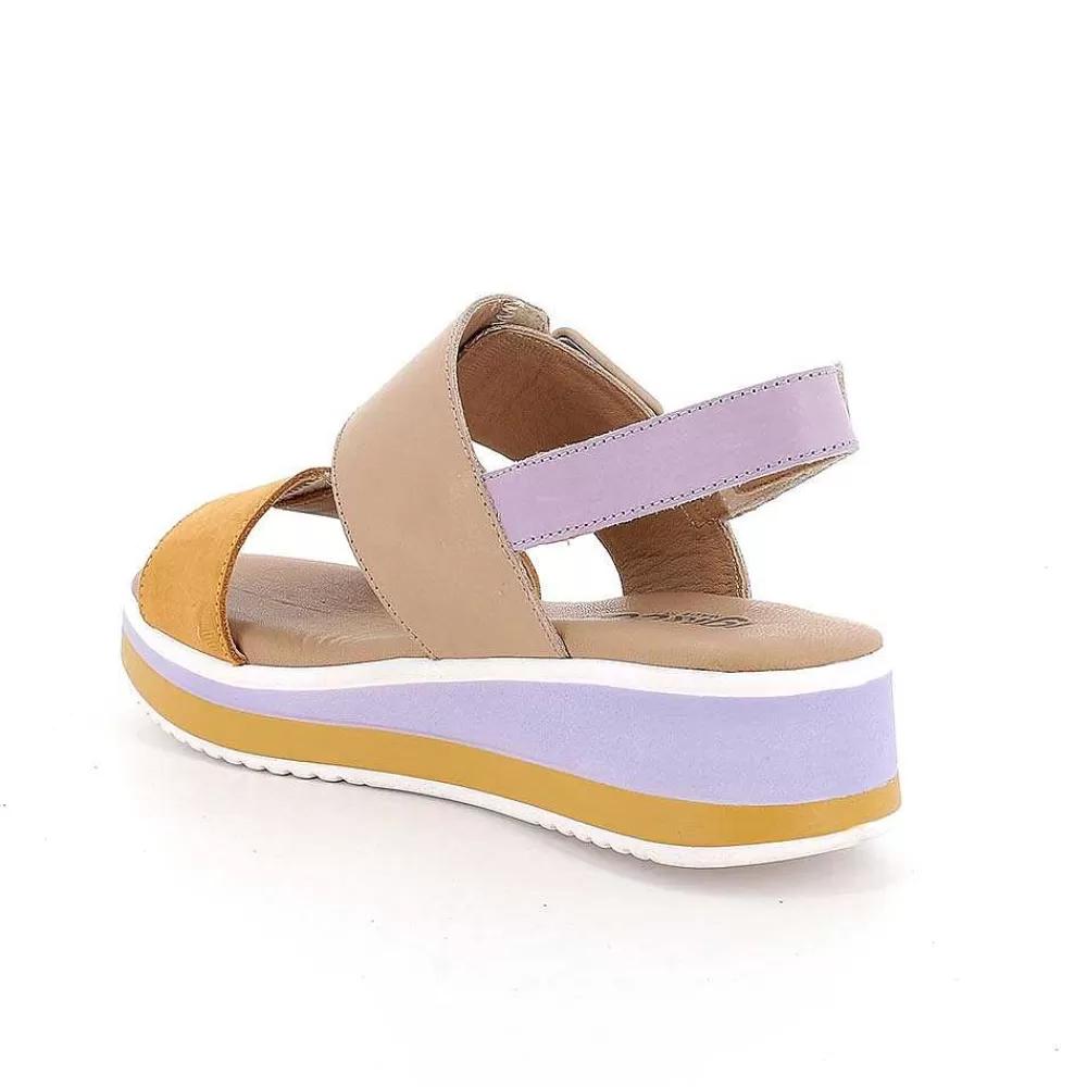 Zeppe | Igi&Co Sandali Con Zeppa In Pelle Da Donna Senape-Beige