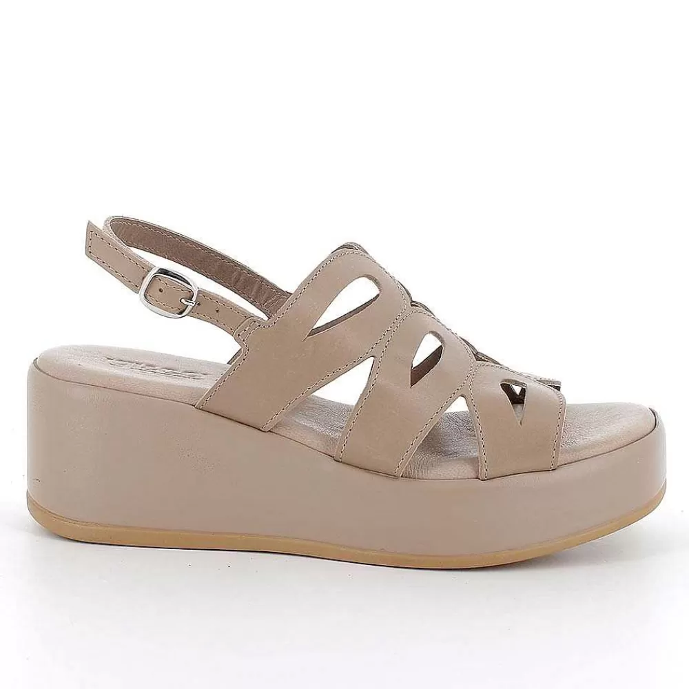 Zeppe | Igi&Co Sandali Con Zeppa In Pelle Da Donna Taupe