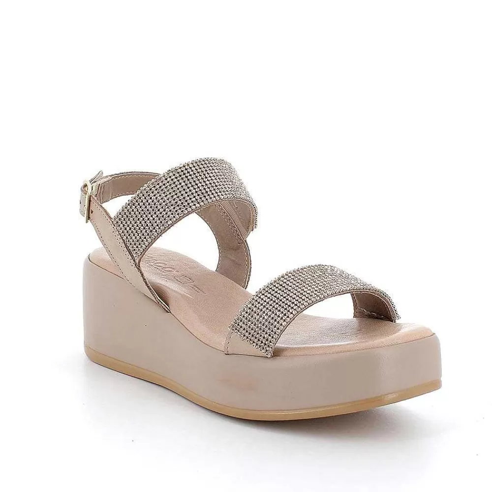 Zeppe | Igi&Co Sandali Con Zeppa In Pelle Da Donna Taupe