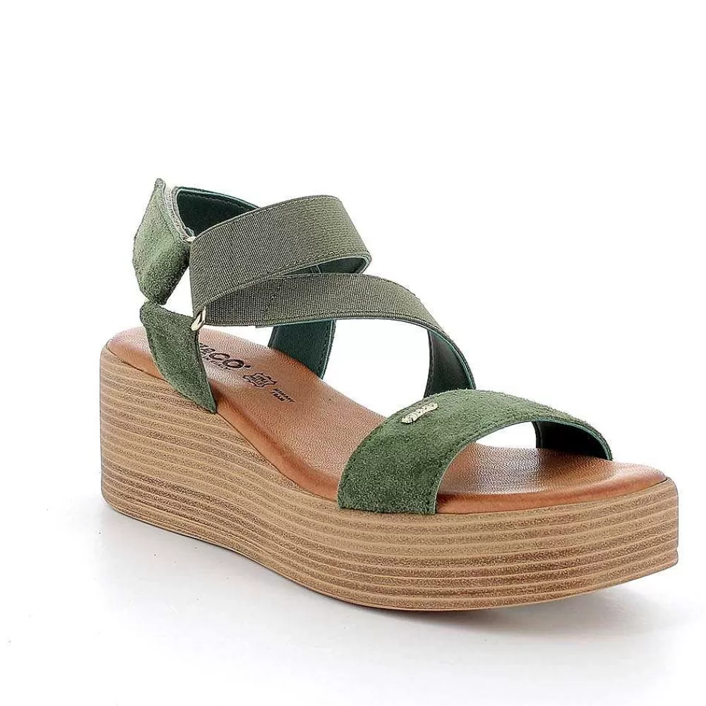 Zeppe | Igi&Co Sandali Con Zeppa In Pelle Da Donna Verde Salvia