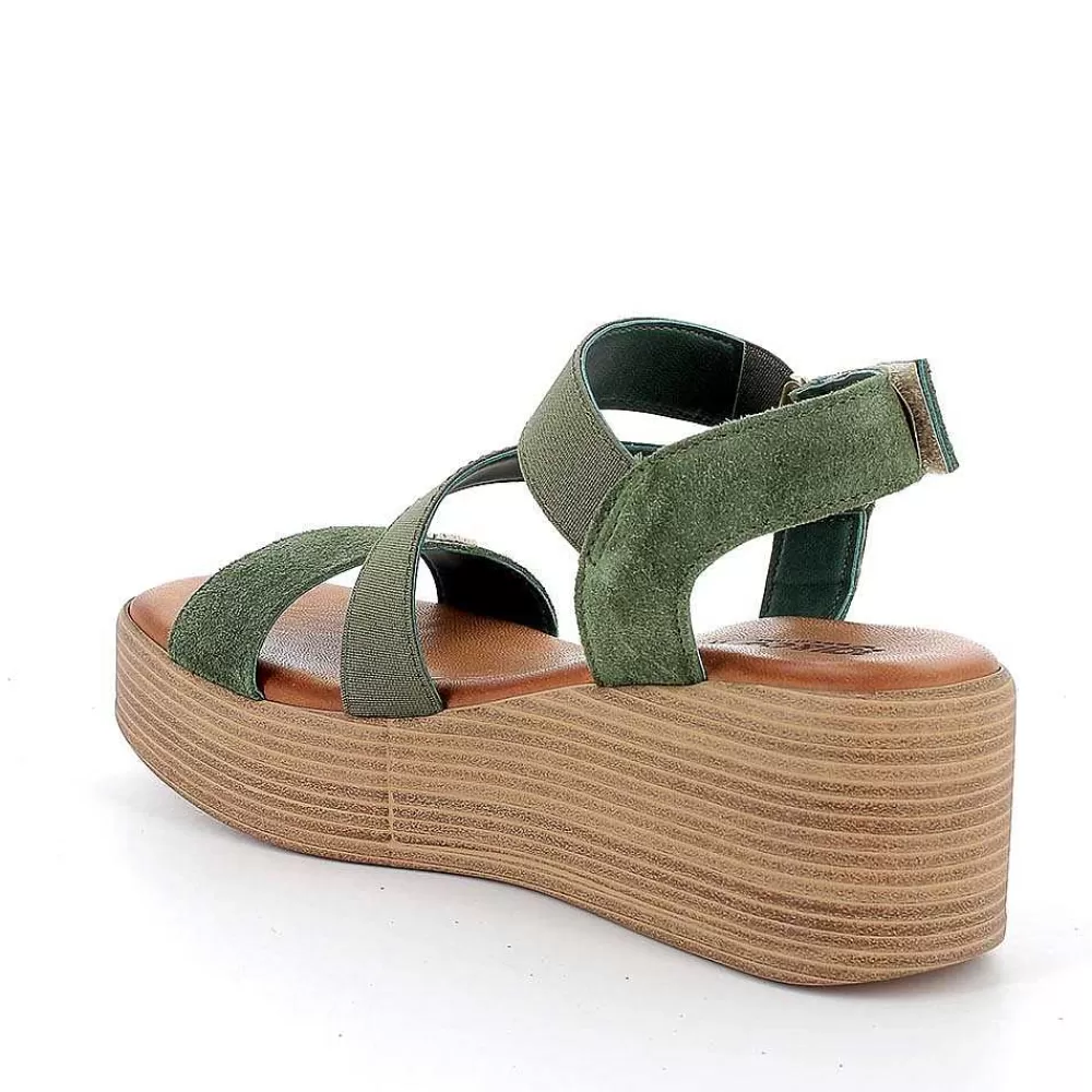 Zeppe | Igi&Co Sandali Con Zeppa In Pelle Da Donna Verde Salvia