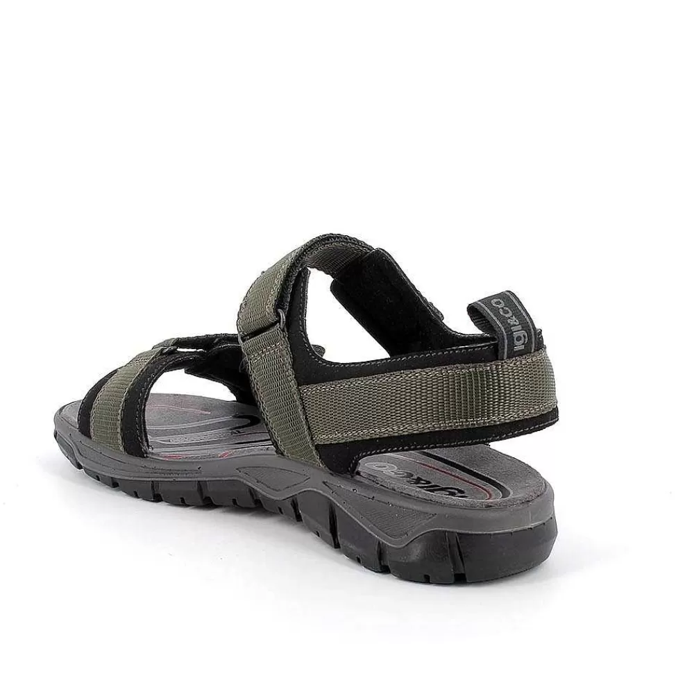 Sandali | Igi&Co Sandali Da Uomo Verde Militare-Nero