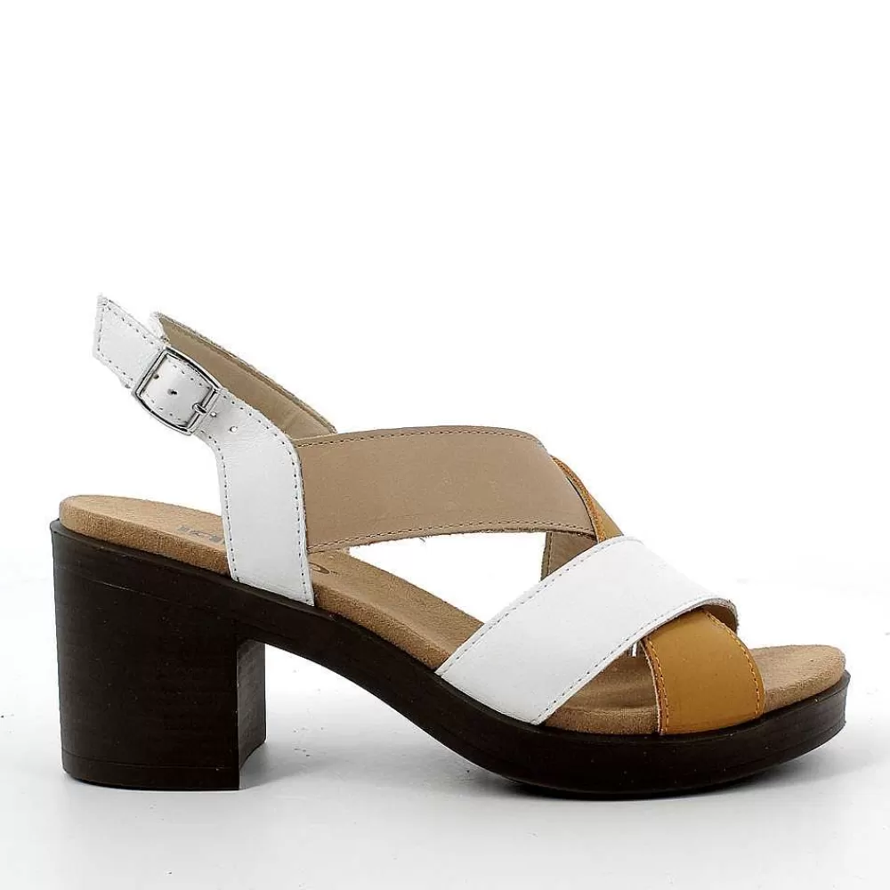 Scarpe Con Tacco | Igi&Co Sandalo Con Tacco In Pelle Da Donna Bianco-Beige