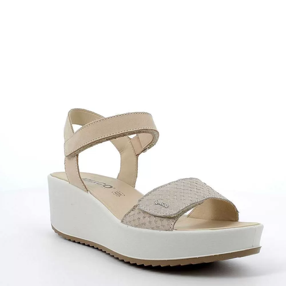 Zeppe | Igi&Co Sandalo Con Zeppa In Pelle Da Donna Beige