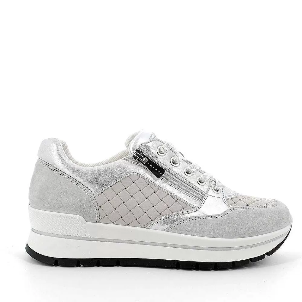 Sneakers | Igi&Co Sneaker In Pelle Da Donna Perla-Grigio Chiaro