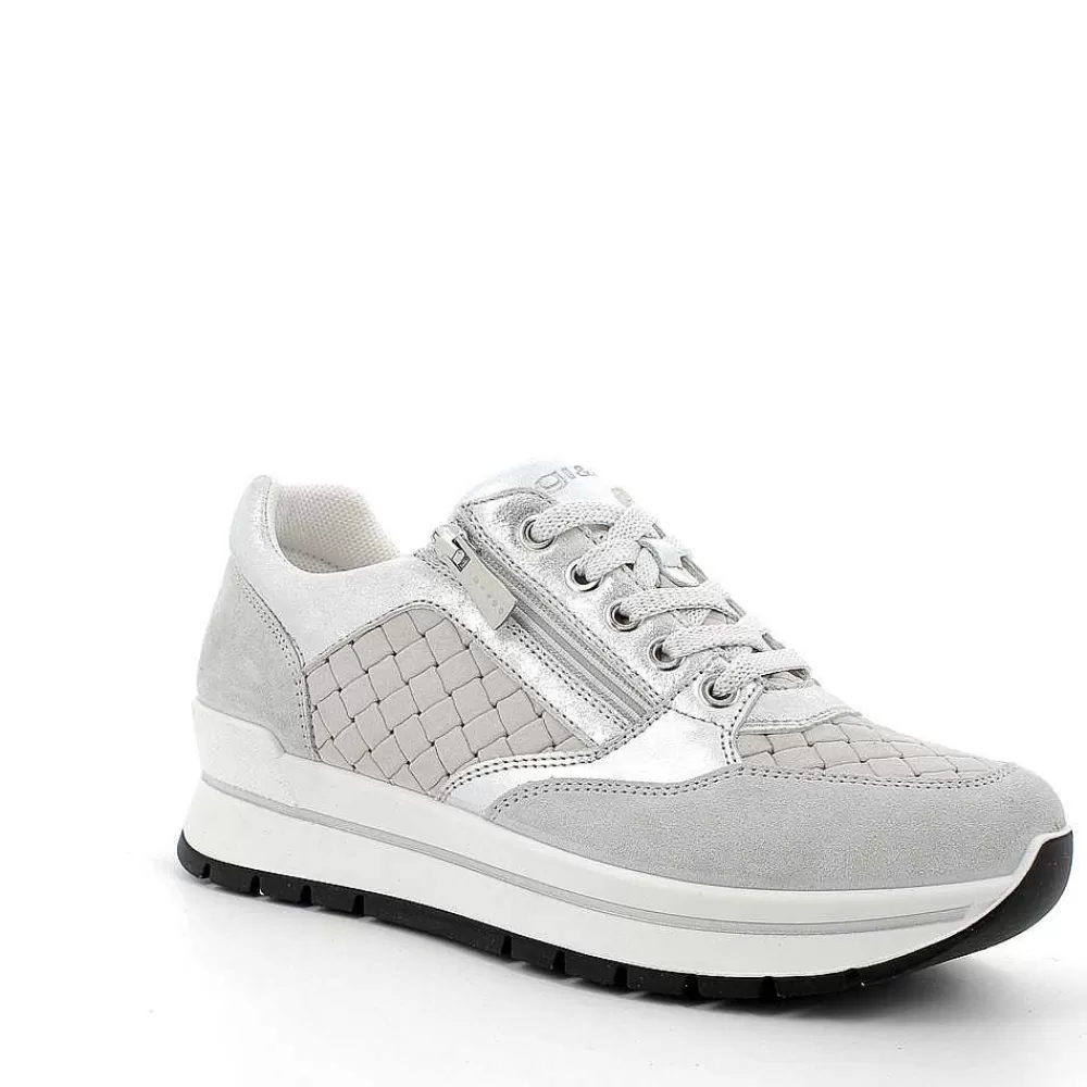 Sneakers | Igi&Co Sneaker In Pelle Da Donna Perla-Grigio Chiaro