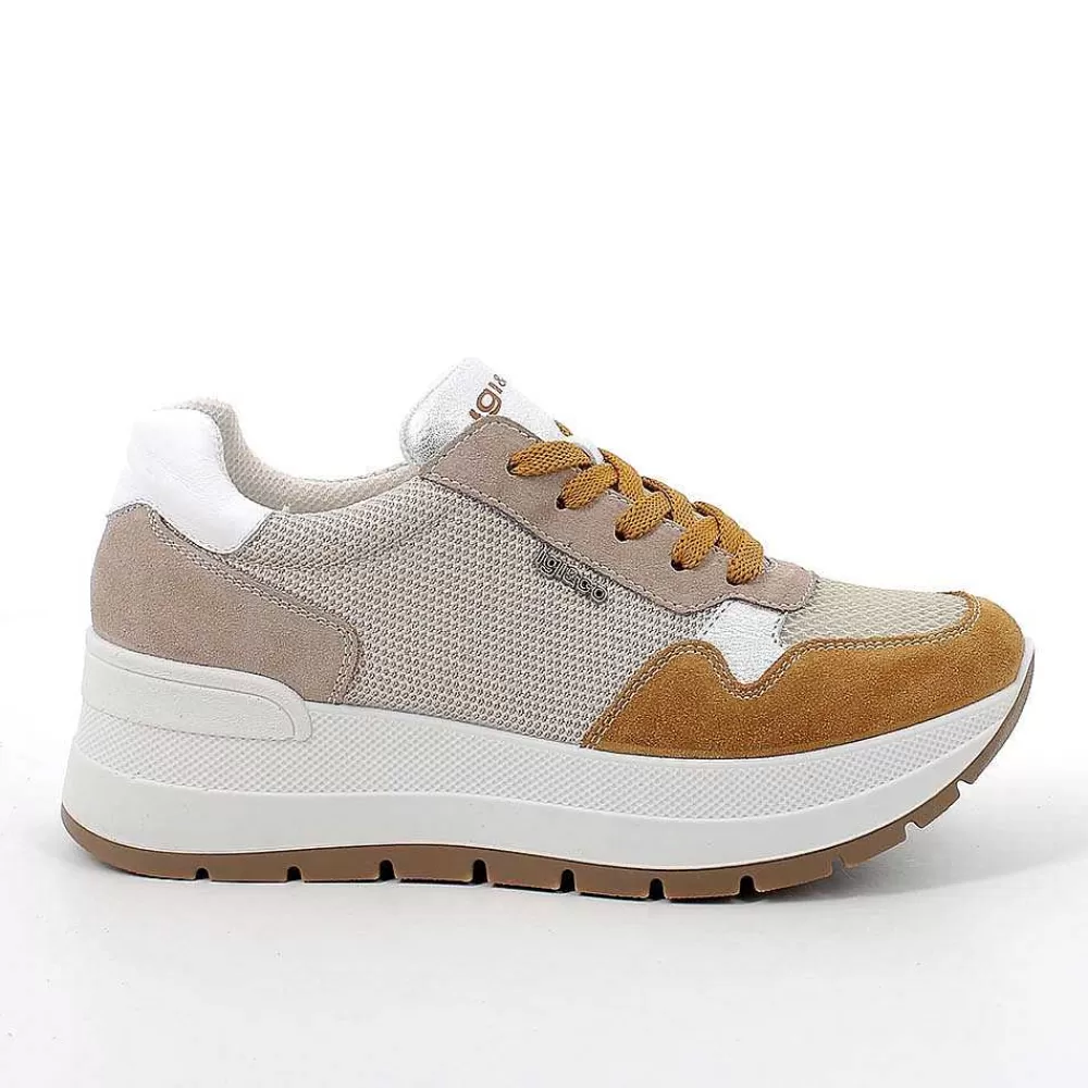 Zeppe | Igi&Co Sneakers Con Zeppa Da Donna Beige-Senape