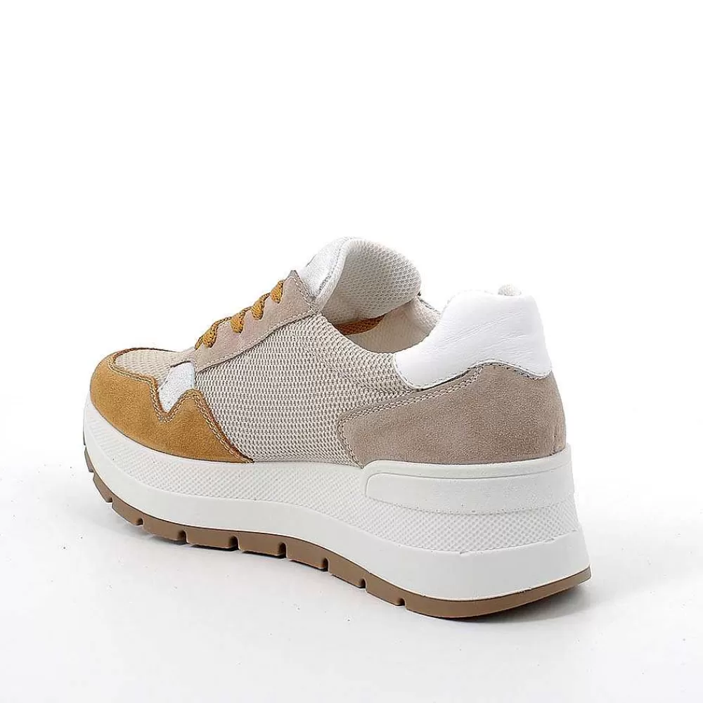 Zeppe | Igi&Co Sneakers Con Zeppa Da Donna Beige-Senape