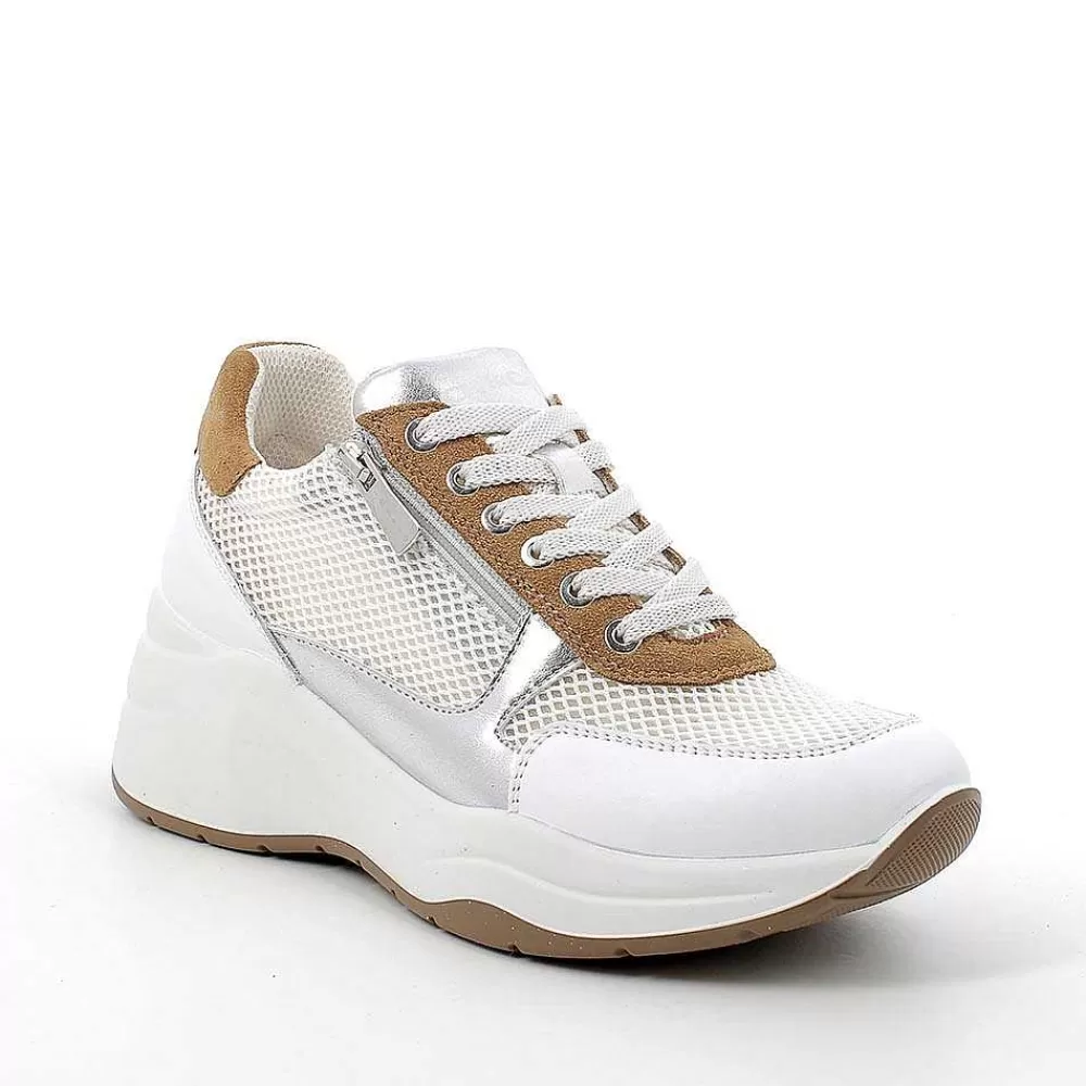 Zeppe | Igi&Co Sneakers Con Zeppa Da Donna Bianco-Beige