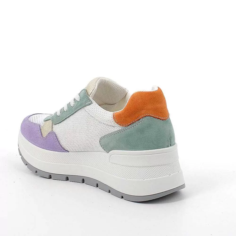 Zeppe | Igi&Co Sneakers Con Zeppa Da Donna Iris-Salvia-Bianco