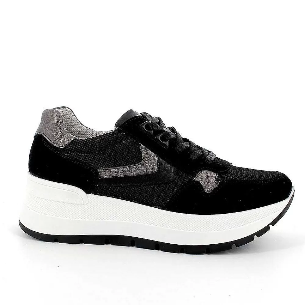 Zeppe | Igi&Co Sneakers Con Zeppa Da Donna Nero