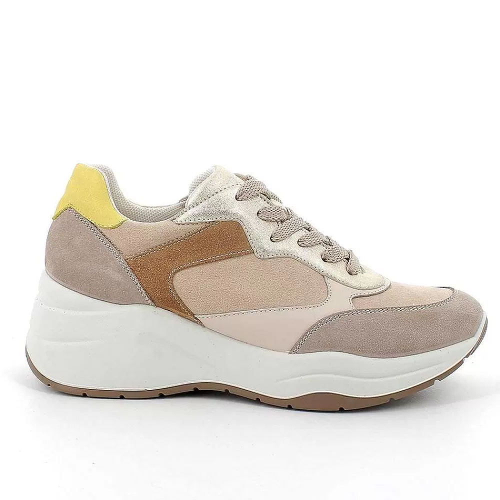 Zeppe | Igi&Co Sneakers Con Zeppa Da Donna Visone-Beige