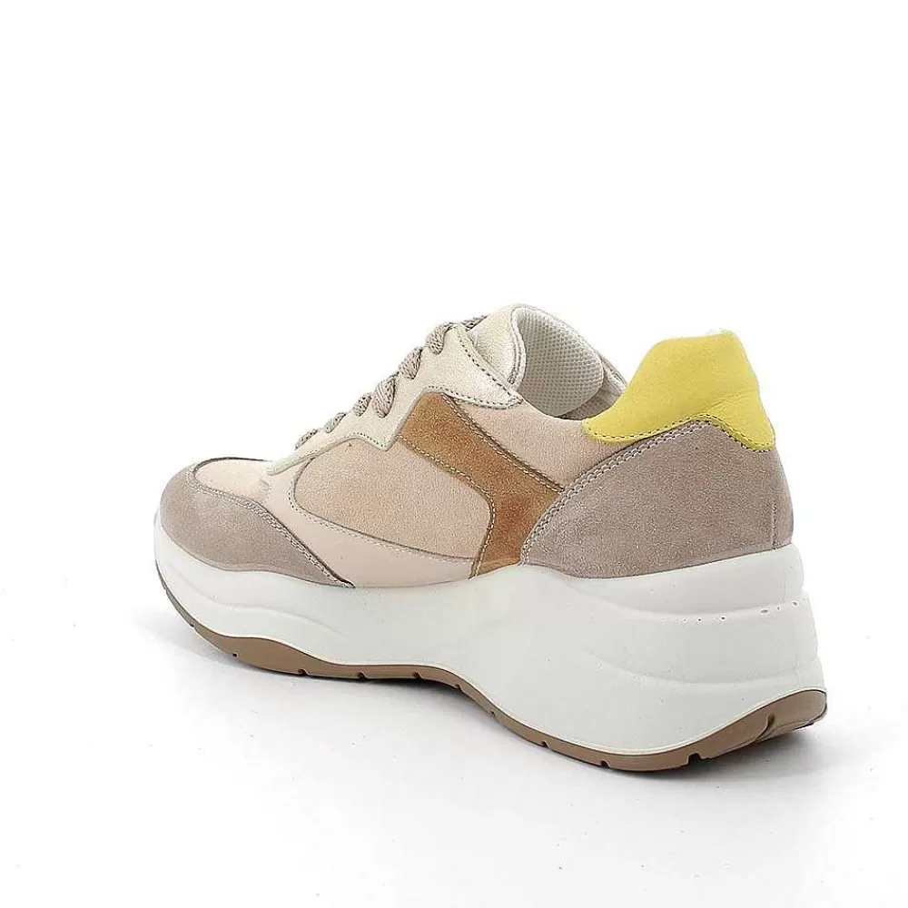 Zeppe | Igi&Co Sneakers Con Zeppa Da Donna Visone-Beige