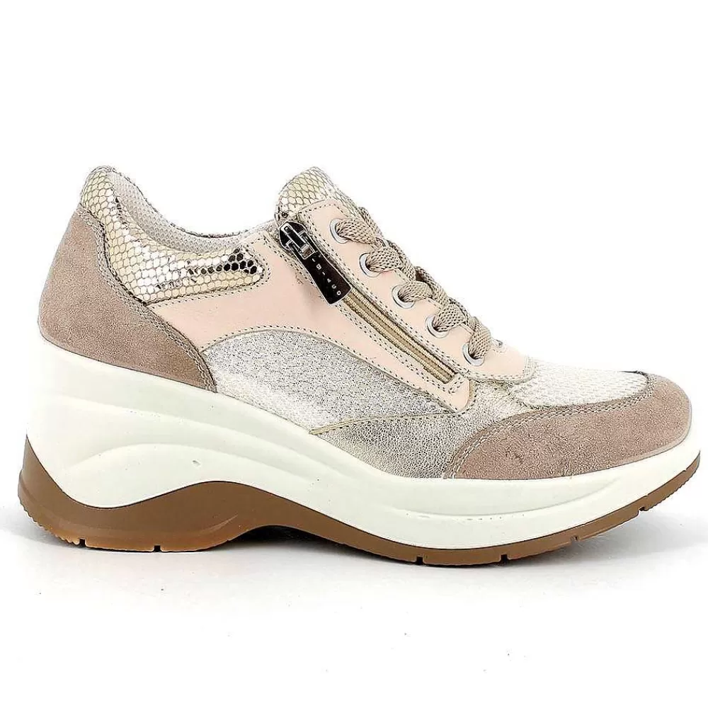 Zeppe | Igi&Co Sneakers Con Zeppa Da Donna Visone-Bianco