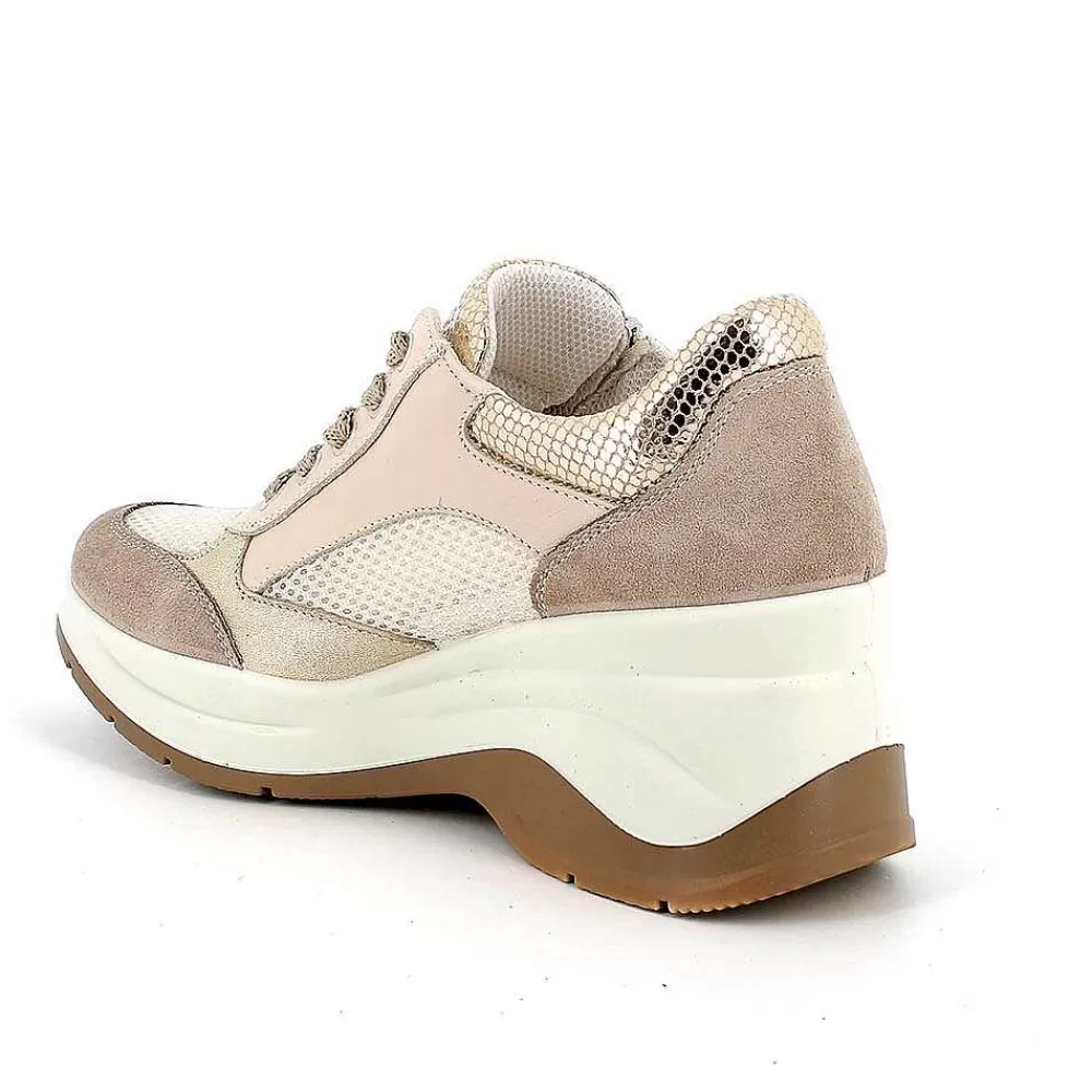 Zeppe | Igi&Co Sneakers Con Zeppa Da Donna Visone-Bianco