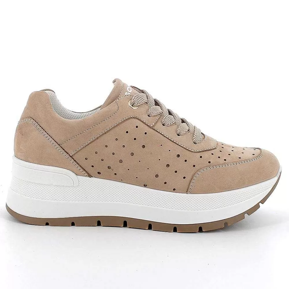 Zeppe | Igi&Co Sneakers Con Zeppa In Pelle Da Donna Beige Scuro