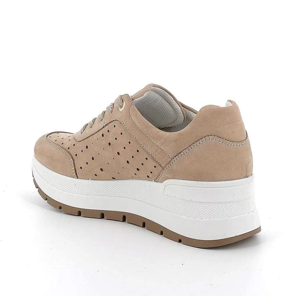 Zeppe | Igi&Co Sneakers Con Zeppa In Pelle Da Donna Beige Scuro