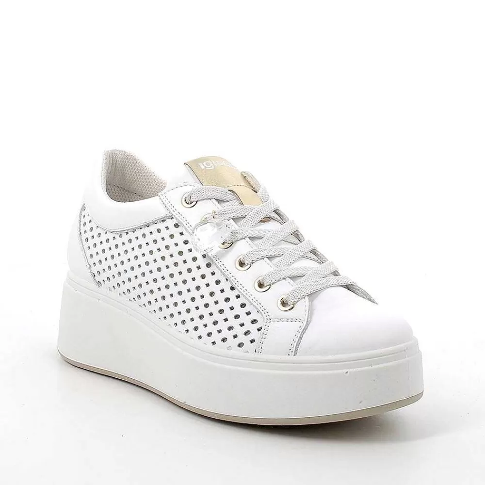 Zeppe | Igi&Co Sneakers Con Zeppa In Pelle Da Donna Bianco