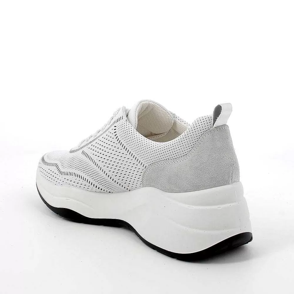 Zeppe | Igi&Co Sneakers Con Zeppa In Pelle Da Donna Bianco