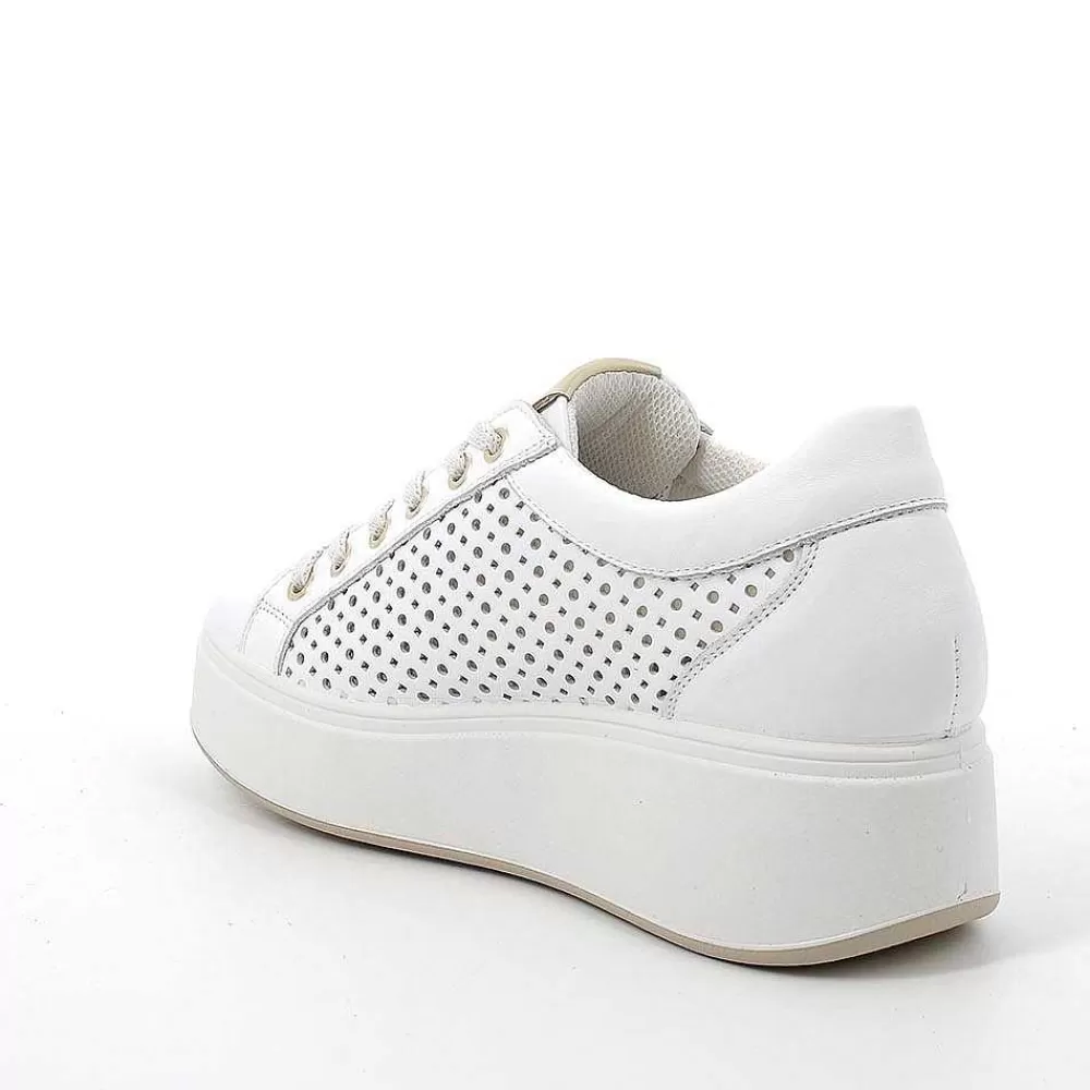 Zeppe | Igi&Co Sneakers Con Zeppa In Pelle Da Donna Bianco